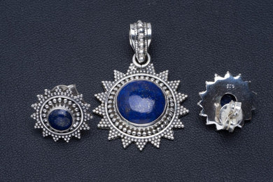 Natural Lapis Lazuli Handmade Unique 925 Sterling Silver Jewelry Set Pendant 1.5