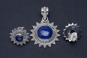 Natural Lapis Lazuli Handmade Unique 925 Sterling Silver Jewelry Set Pendant 1.5" Studs 0.5" A3785