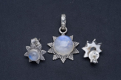 Natural Moonstone Handmade Unique 925 Sterling Silver Jewelry Set Pendant 1.25
