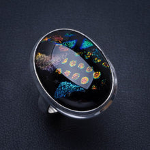 Natürlicher dichroitischer Regenbogen-Glas-handgefertigter einzigartiger Ring aus 925er Sterlingsilber 6,25 B1628