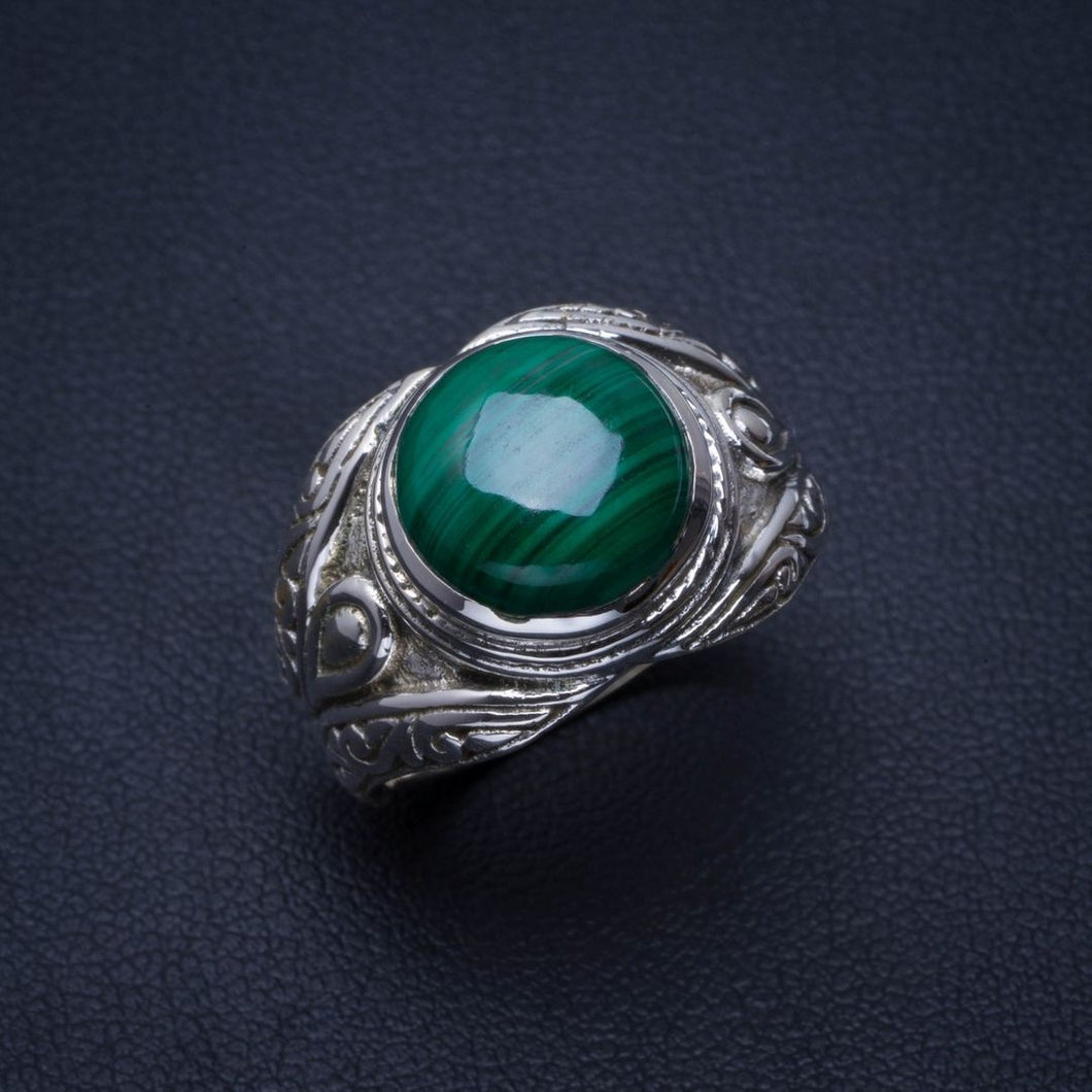 Natürlicher Malachit, handgefertigter einzigartiger Ring aus 925er Sterlingsilber, 8,25 B1633