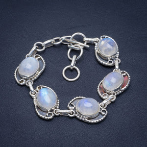 Natural Rainbow Moonstone Handmade Unique 925 Sterling Silver Bracelet 6-7" B4245