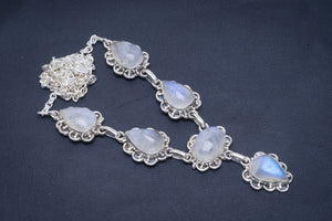 Natural Rainbow Moonstone Handmade Unique 925 Sterling Silver Necklace 17.5-18" B4342