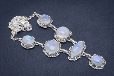 Natural Rainbow Moonstone Handmade Unique 925 Sterling Silver Necklace 17-17.5