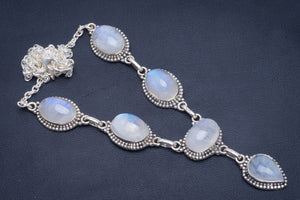 Natural Rainbow Moonstone Handmade Unique 925 Sterling Silver Necklace 18-18.5" B4332