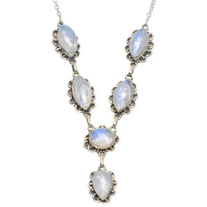 Natural Rainbow Moonstone Handmade Unique 925 Sterling Silver Necklace 18-18.5" B4353