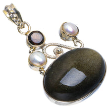 Natural Cat Eye,River Pearl and Black Onyx Handmade Unique 925 Sterling Silver Pendant 1.5" B4132