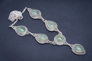 Natürliche Prehnit handgefertigte einzigartige Halskette aus 925er Sterlingsilber 18,5-19" B4312