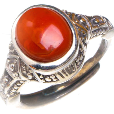 Natürlicher roter Achat aus Nanjiang, handgefertigter Ring aus 925er Sterlingsilber, 7,25 D1066