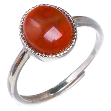 Natürlicher roter Nanjiang-Achat, handgefertigter Ring aus 925er Sterlingsilber, 8,75 D1057