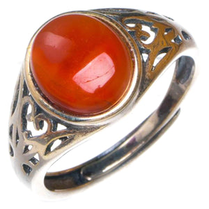 Natürlicher roter Achat aus Nanjiang, handgefertigter Ring aus 925er Sterlingsilber, 8,5 D1124
