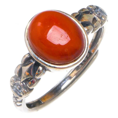 Natural Nanjiang Red Agate Opening Concise Handmade 925 Sterling Silver Ring 6.25 D1017