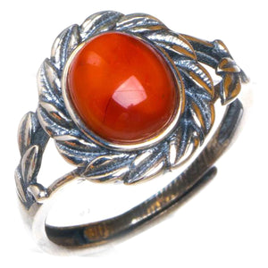 Natürlicher roter Nanjiang-Achat, handgefertigter Ring aus 925er Sterlingsilber, 7,25 D1111