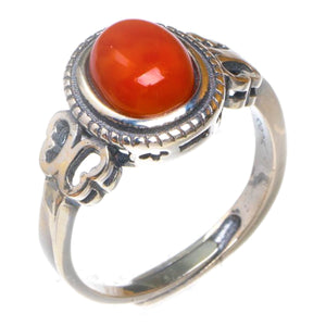 Natural Nanjiang Red Agate Opening Handmade 925 Sterling Silver Ring 7 D1101