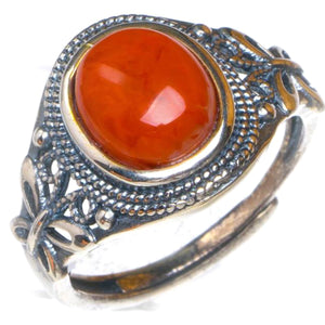 Natural Nanjiang Red Agate Opening Butterfly Handmade 925 Sterling Silver Ring 7.25 D1076