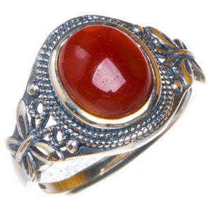 Natural Nanjiang Red Agate Opening Butterfly Handmade 925 Sterling Silver Ring 7.5 D1074