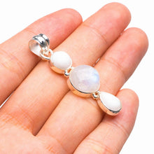Natural Moonstone And Howlite Handmade 925 Sterling Silver Pendant 1.75" D1710