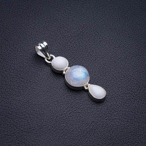 Natural Moonstone And Howlite Handmade 925 Sterling Silver Pendant 1.75" D1710