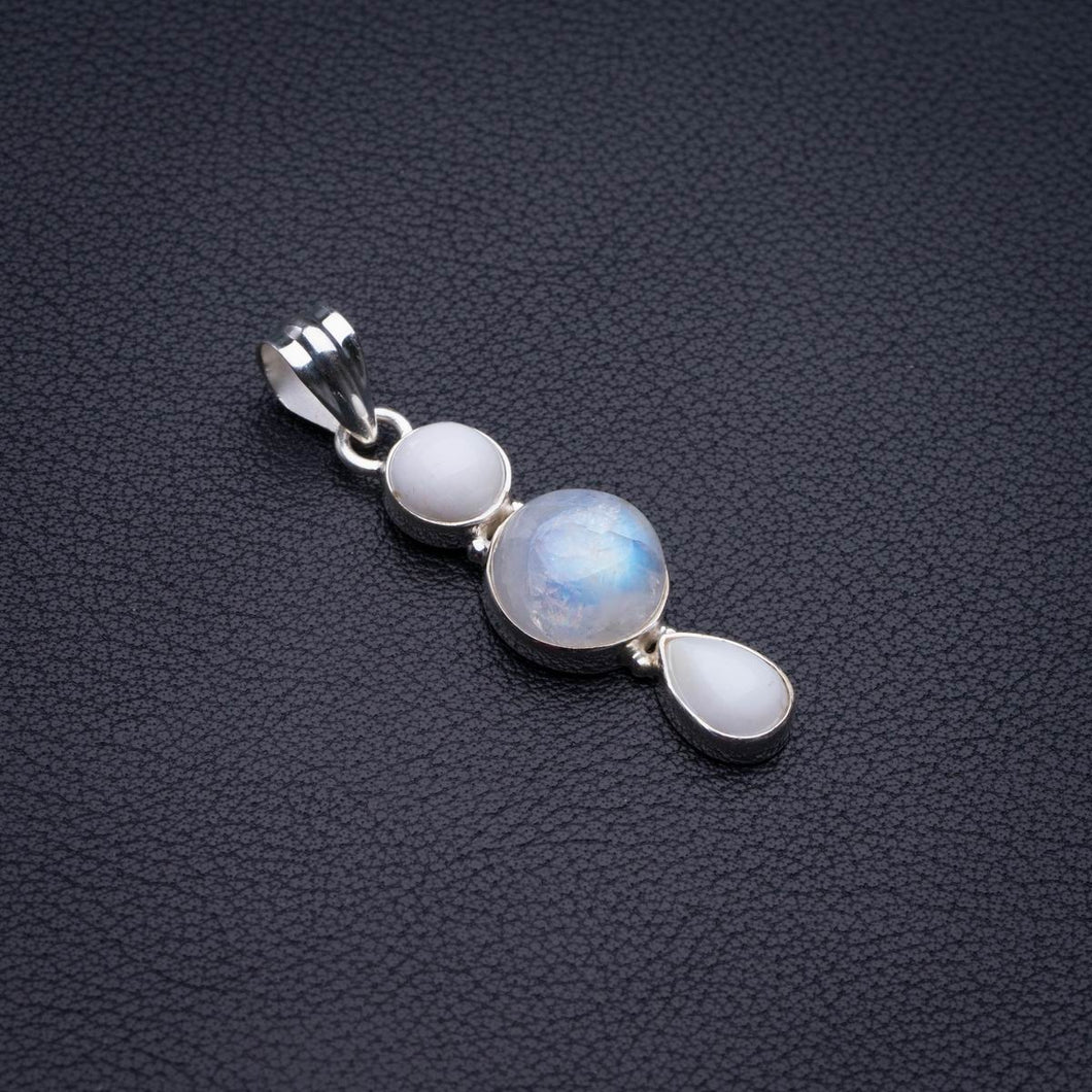 Natural Moonstone And Howlite Handmade 925 Sterling Silver Pendant 1.75