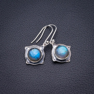 Natural Blue Fire Labradorite Handmade 925 Sterling Silver Earrings 1.5