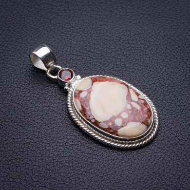 Natural Brecciated Mookaite And Garnet Handmade 925 Sterling Silver Pendant 2