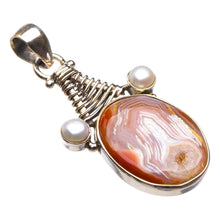 Natural Crazy Lace Agate And River Pearl Handmade 925 Sterling Silver Pendant 1.75" D1822