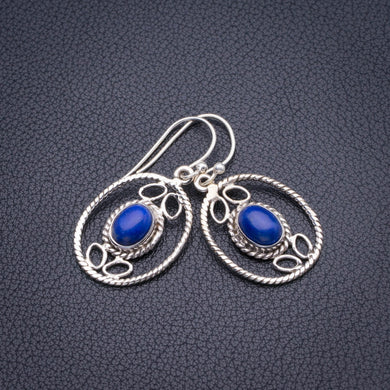 Natural Lapis Lazuli Handmade 925 Sterling Silver Earrings 1.5