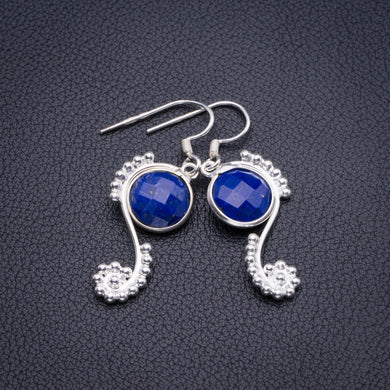 Natural Lapis Lazuli Handmade 925 Sterling Silver Earrings 1.75