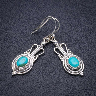Natural Turquoise Handmade 925 Sterling Silver Earrings 1.75
