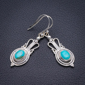 Natural Turquoise Handmade 925 Sterling Silver Earrings 1.75" D3764