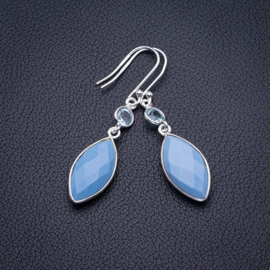 StarGems natürlicher Owyhee-Opal und blauer Topas, handgefertigte Ohrringe aus 925er Sterlingsilber, 5,1 cm, D3936
