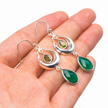 StarGems Natural Chrysoprase And Peridot Moon Handmade 925 Sterling Silver Earrings 2" D3824