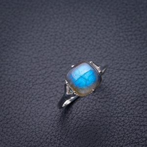 StarGems Natural Blue Fire Labradorite Handmade 925 Sterling Silver Ring 6.75 D4729