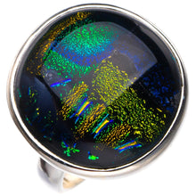 StarGems Natural Rainbow Dichroic Glass Handmade 925 Sterling Silver Ring 6.5 D5237