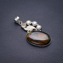 StarGems Natural Tiger Eye,River Pearl And Citrine Leaf Handmade 925 Sterling Silver Pendant 2" D5819
