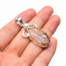StarGems Natural Crazy Lace Agate And River Pearl Handmade 925 Sterling Silver Pendant 1.75" D5800