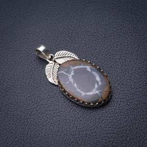 StarGems Natural Septarian Geode Leaf Handmade 925 Sterling Silver Pendant 1.75" D6373