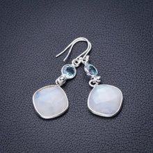 StarGems Natural Rainbow Moonstone And White Topaz Handmade 925 Sterling Silver Earrings 1.75" D6580