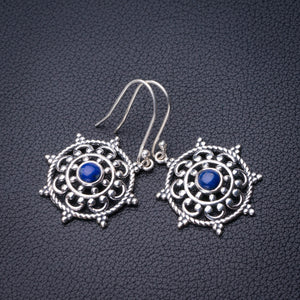 StarGems Natural Lapis Lazuli Handmade 925 Sterling Silver Earrings 1.75" D6798