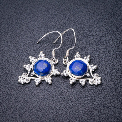 StarGems Natural Lapis Lazuli Handmade 925 Sterling Silver Earrings 1.75