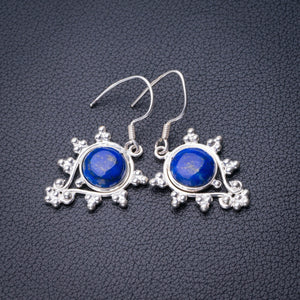 StarGems Natural Lapis Lazuli Handmade 925 Sterling Silver Earrings 1.75" D6797