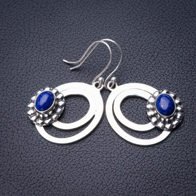 StarGems Natural Lapis Lazuli Handmade 925 Sterling Silver Earrings 1.75