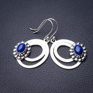 StarGems Natural Lapis Lazuli Handmade 925 Sterling Silver Earrings 1.75" D6787