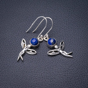 StarGems Natural Lapis Lazuli Fariy Handmade 925 Sterling Silver Earrings 1.5" D7828