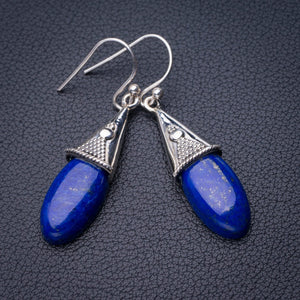 StarGems Natural Lapis Lazuli Handmade 925 Sterling Silver Earrings 1.75" D7819
