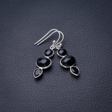 StarGems Natural Black Onyx Handmade 925 Sterling Silver Earrings 1.5" D7659
