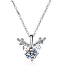 StarGems® Deer 1ct Moissanite 925 Silver Platinum Plated Necklace 40+5cm NX017