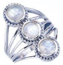 StarGems  Natural Moonstone Handmade 925 Sterling Silver Ring 7.75 F2754