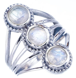 StarGems  Natural Moonstone Handmade 925 Sterling Silver Ring 7.75 F2754