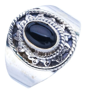 StarGems  Natural Black Onyx Handmade 925 Sterling Silver Ring 6.75 F0503